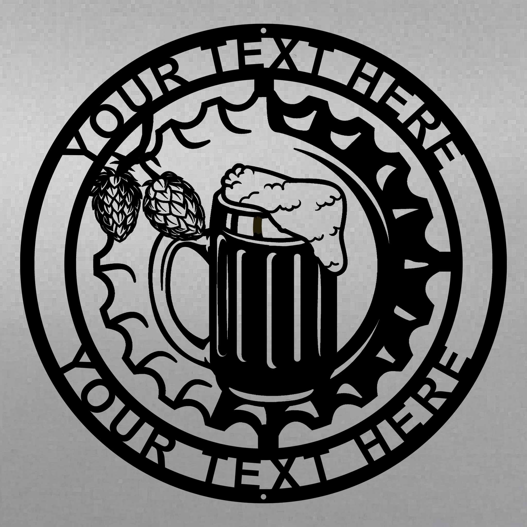 Personalized Beer Mug and Hops Steel Metal Sign - Throttle Society